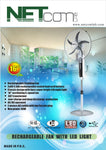 Kit 16" Oscillating Fan, Rechargeable, 5 Speed, LED. 16" AC/DC with solar panel combo - KobeUSA